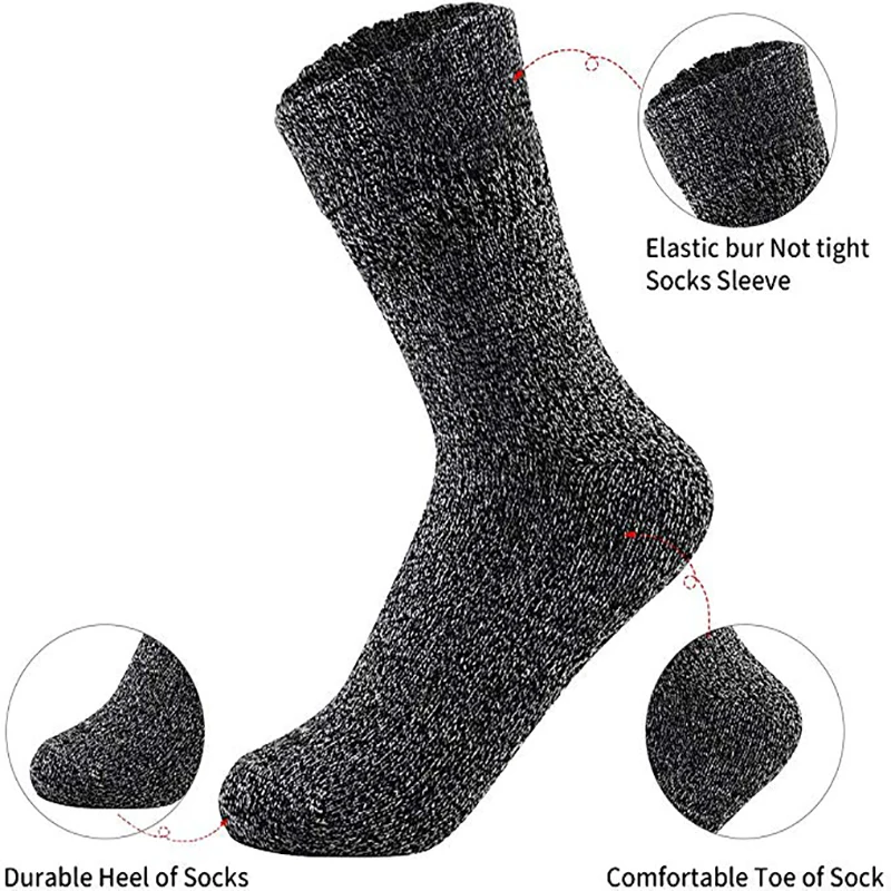 Calcetines de lana y algodón para hombre, medias informales de alta calidad con patrón de diamantes, gruesos y cálidos, 5 pares, transpirables, para