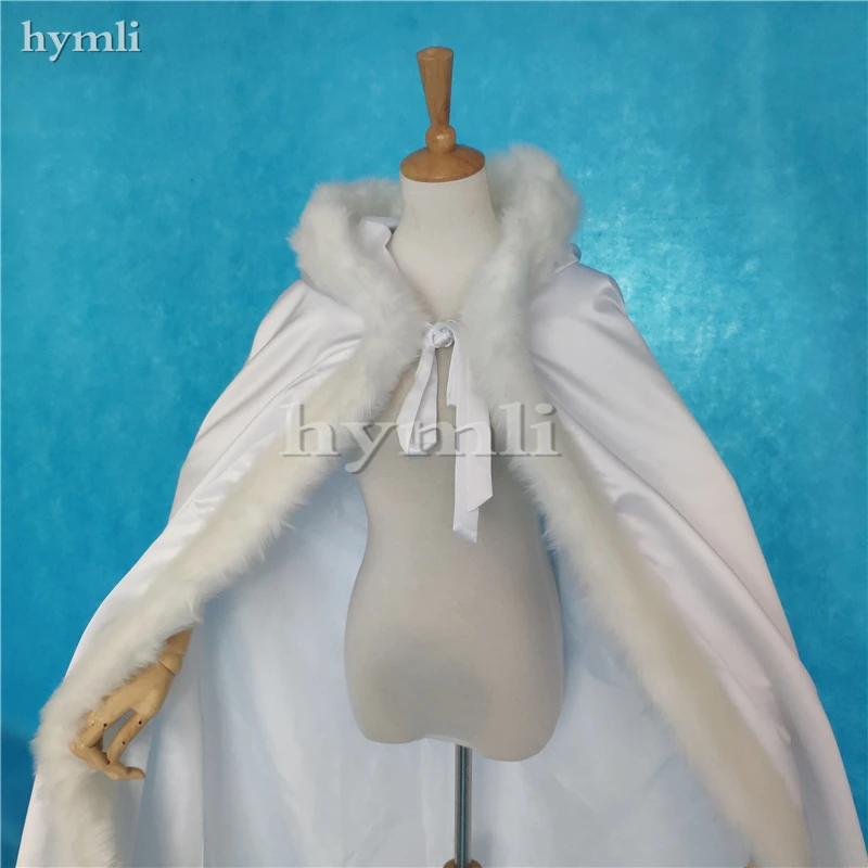 Real Photo Winter Long Wedding Cloak with Faux Fur Hooded, Costume Cloak, Fantasy Cape, Cosplay Cloak, Outdoor Cloak