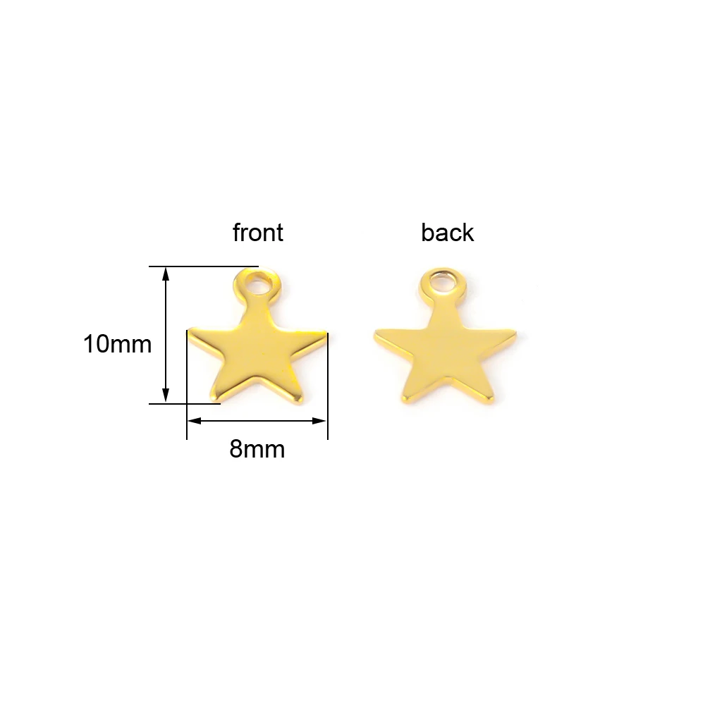 20pcs Stainless Steel Blank Small Stars Charms Bracelet Necklace Jewelry Pendants Fashion Accessories for DIY Jewelry Making