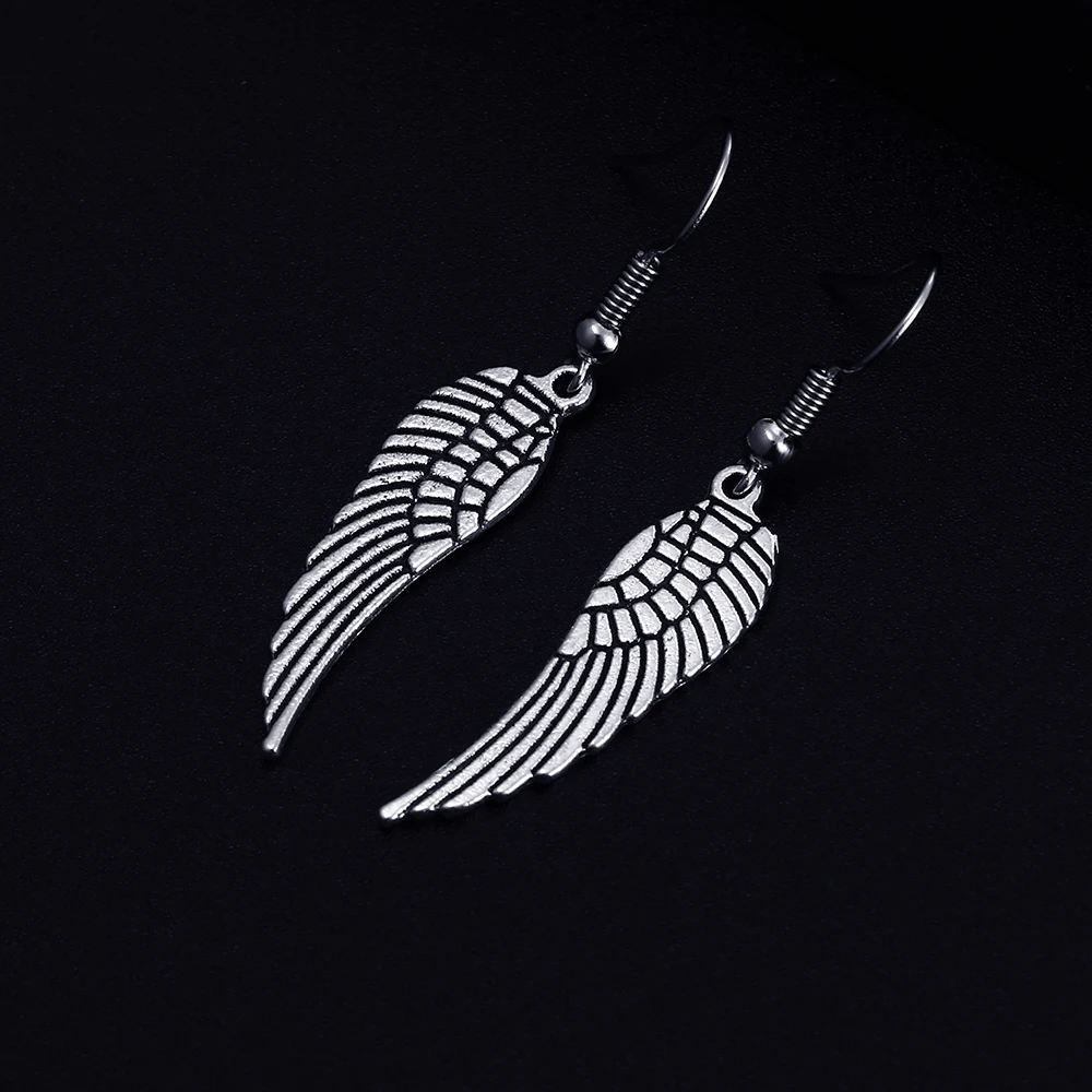 

Trendy Vintage Wings Shape Dangle Antique Silver Plated Earrings for Women Girl Retro Drop Earrings Cute Earring Jewelry Bijoux