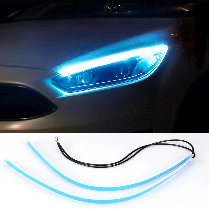 Car DRL LED Daytime Running Lights Turn Signal Guide Strip For Citroen C4 C5 C3 Ford Focus 2 3 4 Fiesta Mondeo Kuga