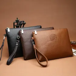 Mannelijke Pu Lederen Portemonnee Mannen Clutch Portemonnee Business Carteras Mujer Portefeuilles Mannen Handy Tassen Zwart Bruin Tas