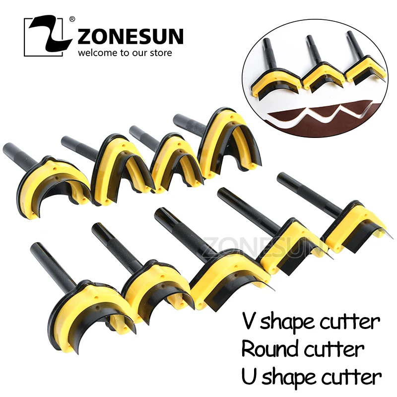 ZONESUN DIY Leather Corner Cutter Kits Manual Belt Round Cut Punch Belt Round Shape Tools Corner Radius 5/10/20mm Leather Fillet