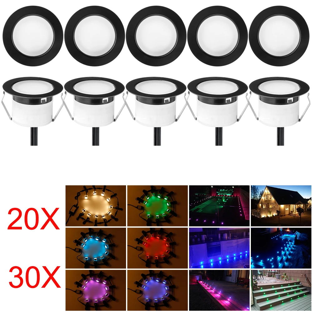 

20pcs/lot 30pcs Black 45mm 12V IP67 5pin RGBW Terrace LED Deck Stair Soffit Step Ingrond Lights