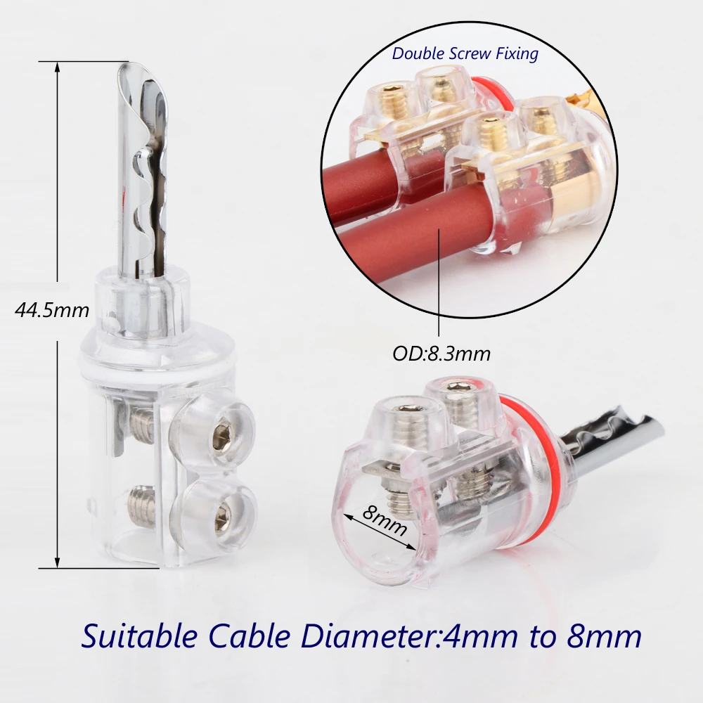 4 Stück Hochwertige 4mm Rhodium-Beschichtete BFA-Bananenstecker mit Transparenter Abdeckung für Lautsprecherkabel – Detail 1