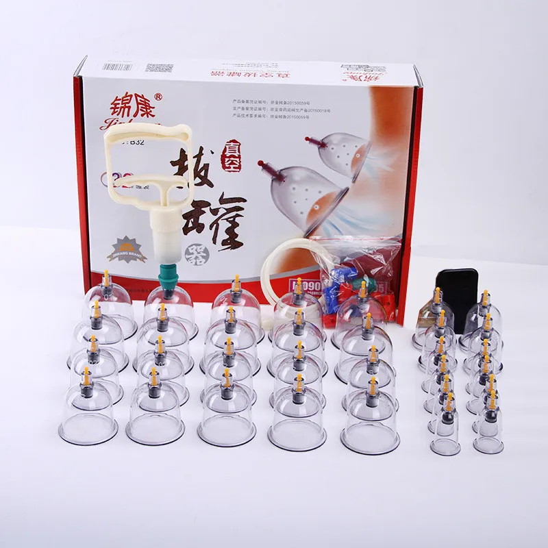 

32 Pieces Cans Chinese Tradition Vacuum Cupping Kit Acupuncture Magnetic Therapy Curve Suction Pumps Body Detox Relax Massager