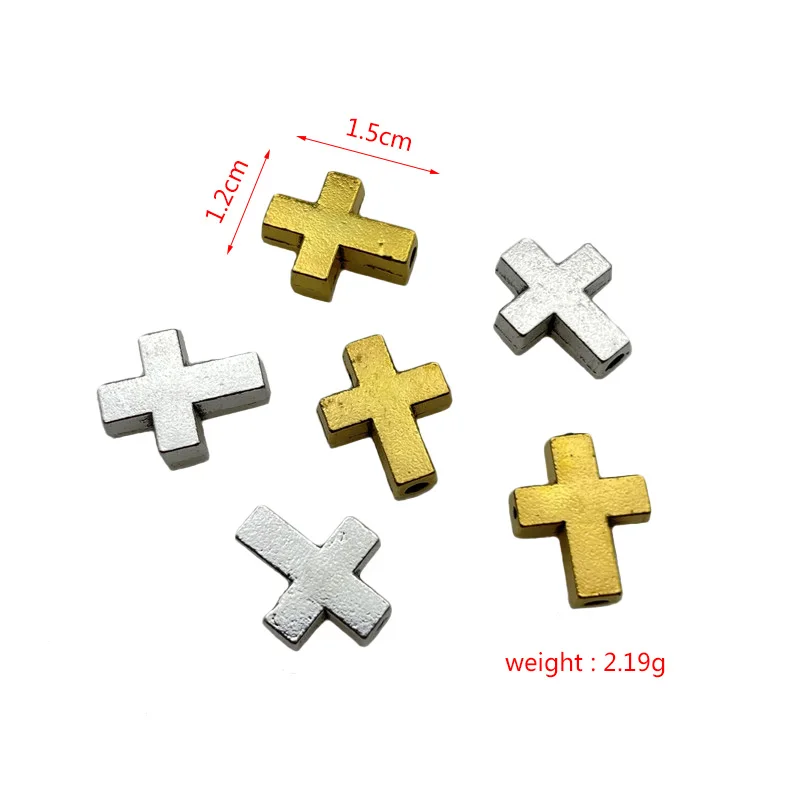 JunKang 10pcs cross islam faith connection perforated beads for jewelry making DIY handmade bracelet necklace accessories