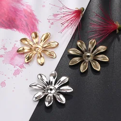 30Pcs 3Colors Flower Filigree Wraps Connectors Metal Crafts Gift Hair Jewelry Accessories Ancient Fashion Decorative Findings