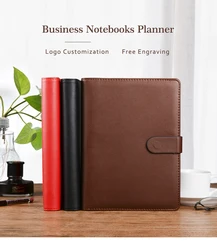 Business Brown Black Red Leather Journals,Magnetic Snap Ring Binder Planner Organizer Notebooks A6 A5 B5