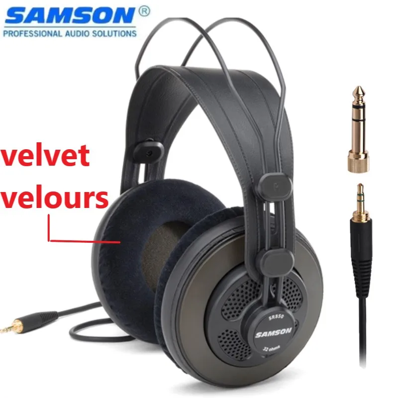 SAMSON Studio Monitor Headphone Dynamic Headset Semi-Open For Recording Monitoring Music Game Playing , Velvet Earpad SR850