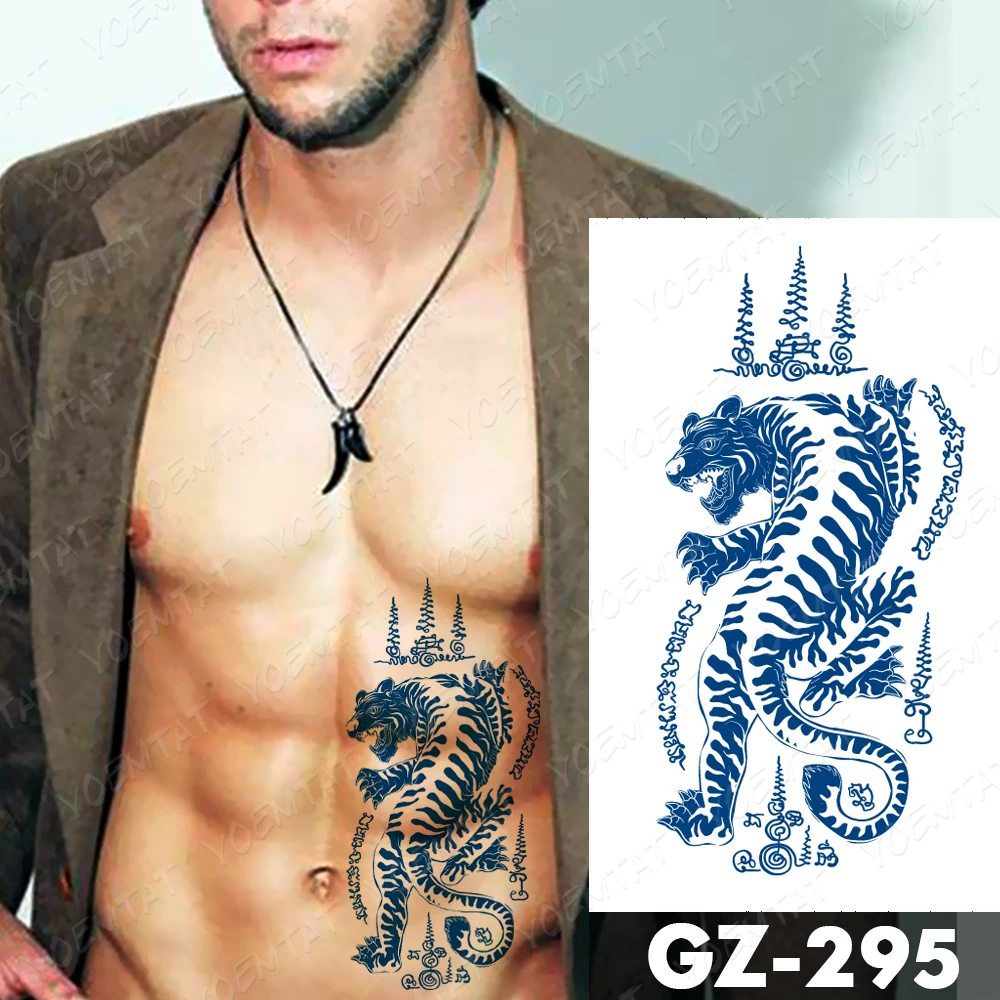 Juice Lasting Ink Tattoos Body Art Waterproof Temporary Tattoo Sticker Dragon Totem Tatoo Arm Fake Lion Tiger Animal Tatto