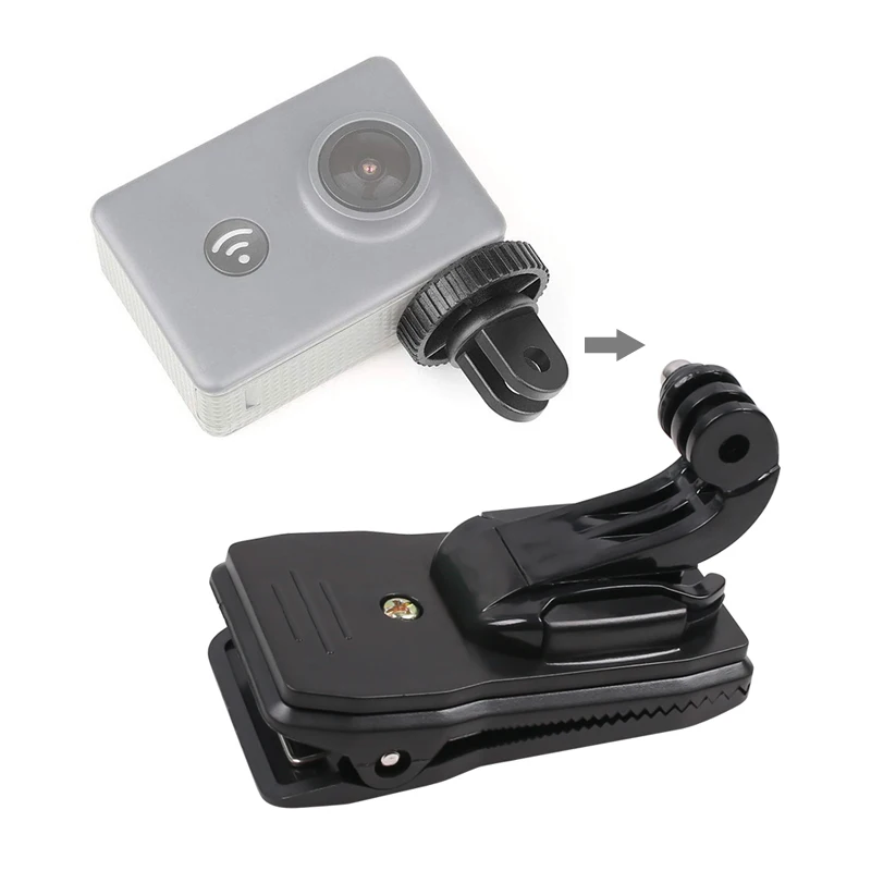 360 درجة الروتاري على ظهره قبعة كليب المشبك J-هوك جبل محول ل GoPro بطل 10 9 8 7 6 5 شاومي Eken Sjcam الذهاب برو ملحق