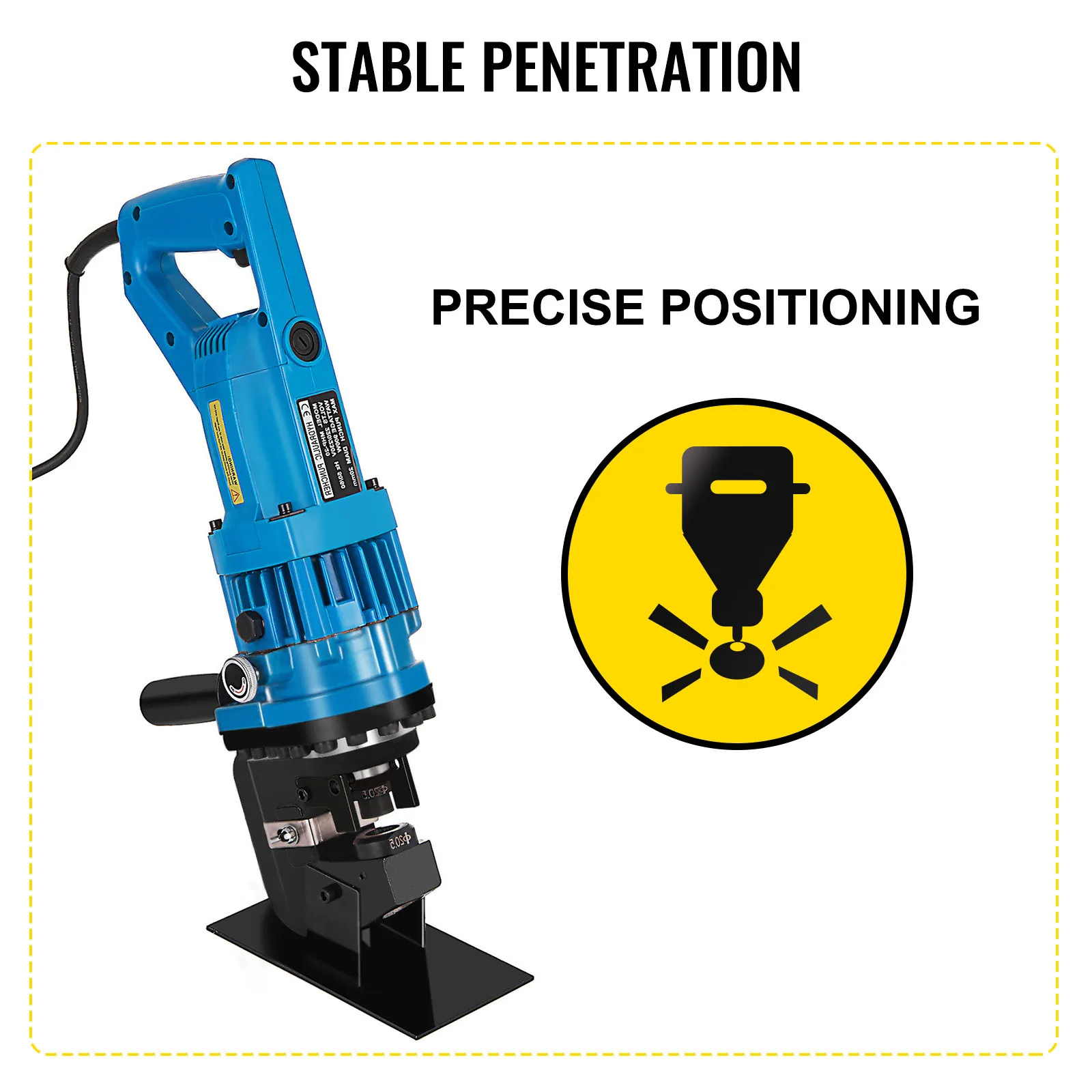 VEVOR MHP-20 900W elettrico pratico perforatore idraulico 6mm Knockout Punch Tools 5 matrici Set su piastra in acciaio piastra in ferro alluminio