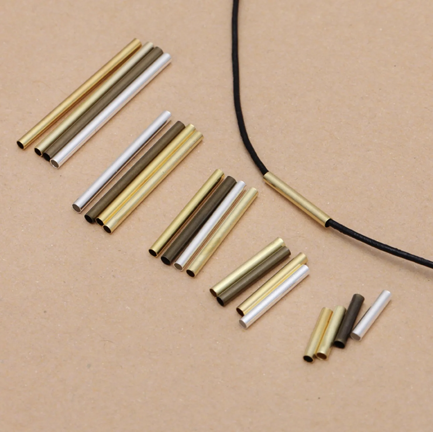 REGELIN 100pcs/lot 10-30mm Copper Spacer Beads Straight Tube Beads for DIY Chock Charm Necklace Bracelet Making