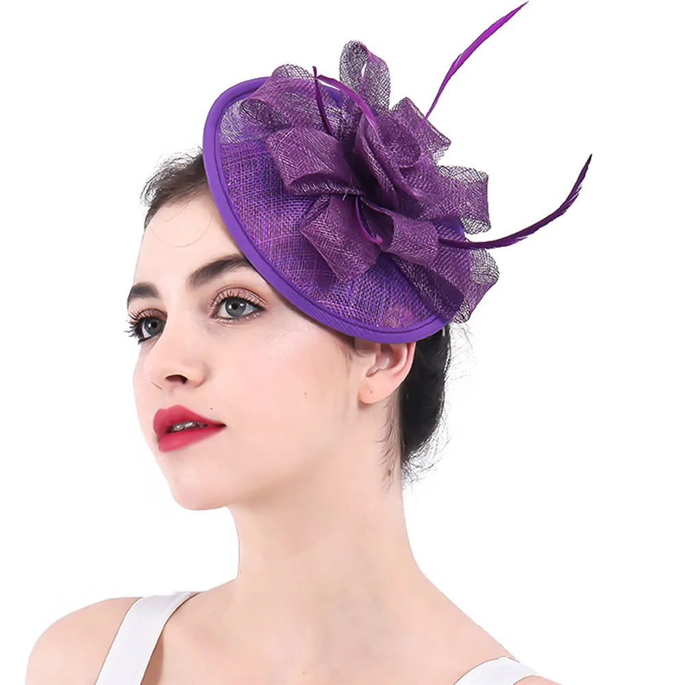 

Purple Sinamay Fascinator Hat For Bridal Wedding Church Occasion Kentucky Derby Ascot Races Melbourne Cup High Quality SYF358