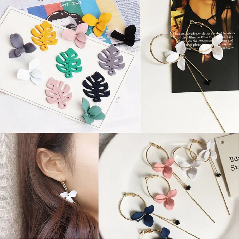 DIY Accessories Korea Alloy Hollow Leaves Small Fresh Flowers Earrings Earrings Pendant Pendant Material