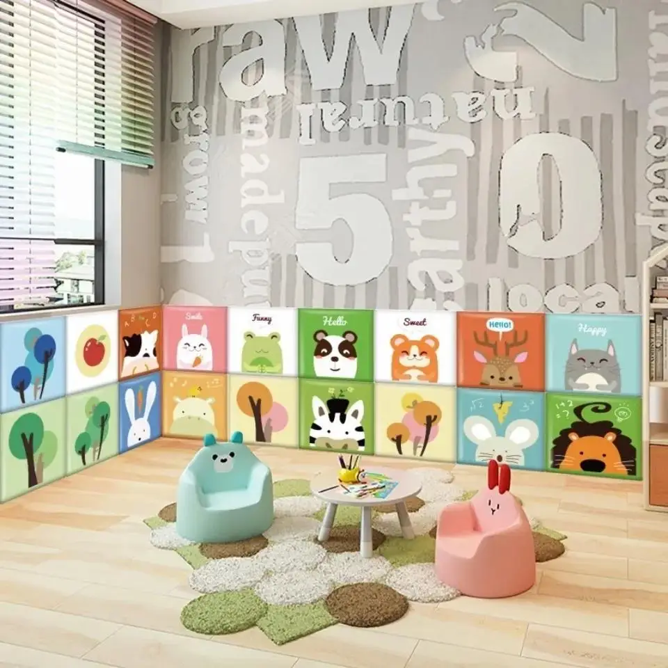 Cartoon Animals 3d Stereo Wall Stickers Anti-collision Headboards Soft Bag Tatami Wall Decoration Children Room Cabecero Cama