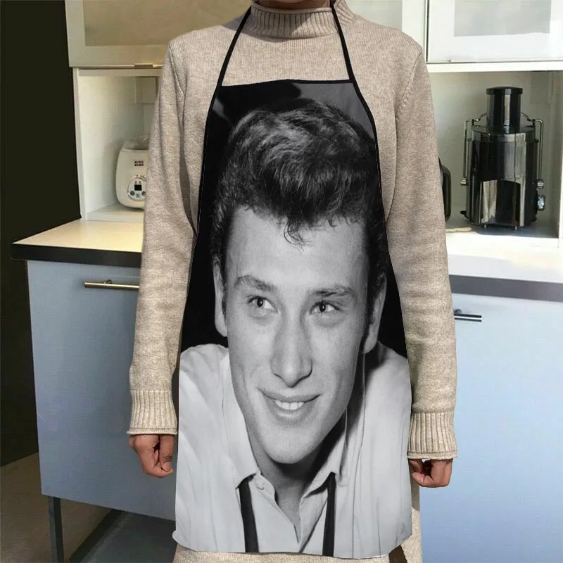 Johnny Hallyday Kitchen Apron Dinner Party Cooking Apron Adult Baking Accessories Waterproof Fabric Printed Cleaning Tools