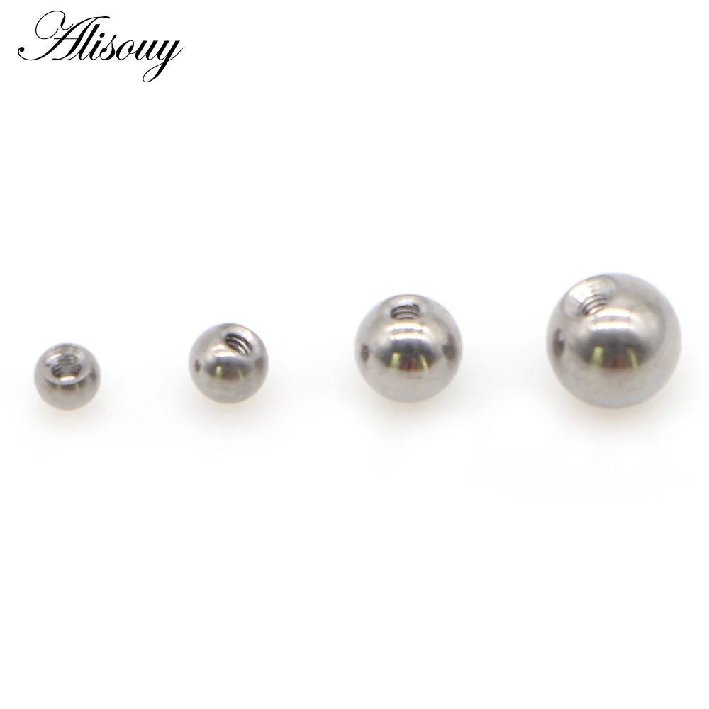 Alisouy 10pcs 14G/16G Mix Colors Stainless Steel Replacement Ball Bead Lip Eyebrow Tongue Ear Tragus Belly Body Piercing Jewelry