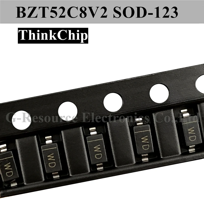(100 шт.) BZT52C8V2 SOD-123 SMD 1206 стабилизированный диод напряжения 8,2 В (маркировка WD)