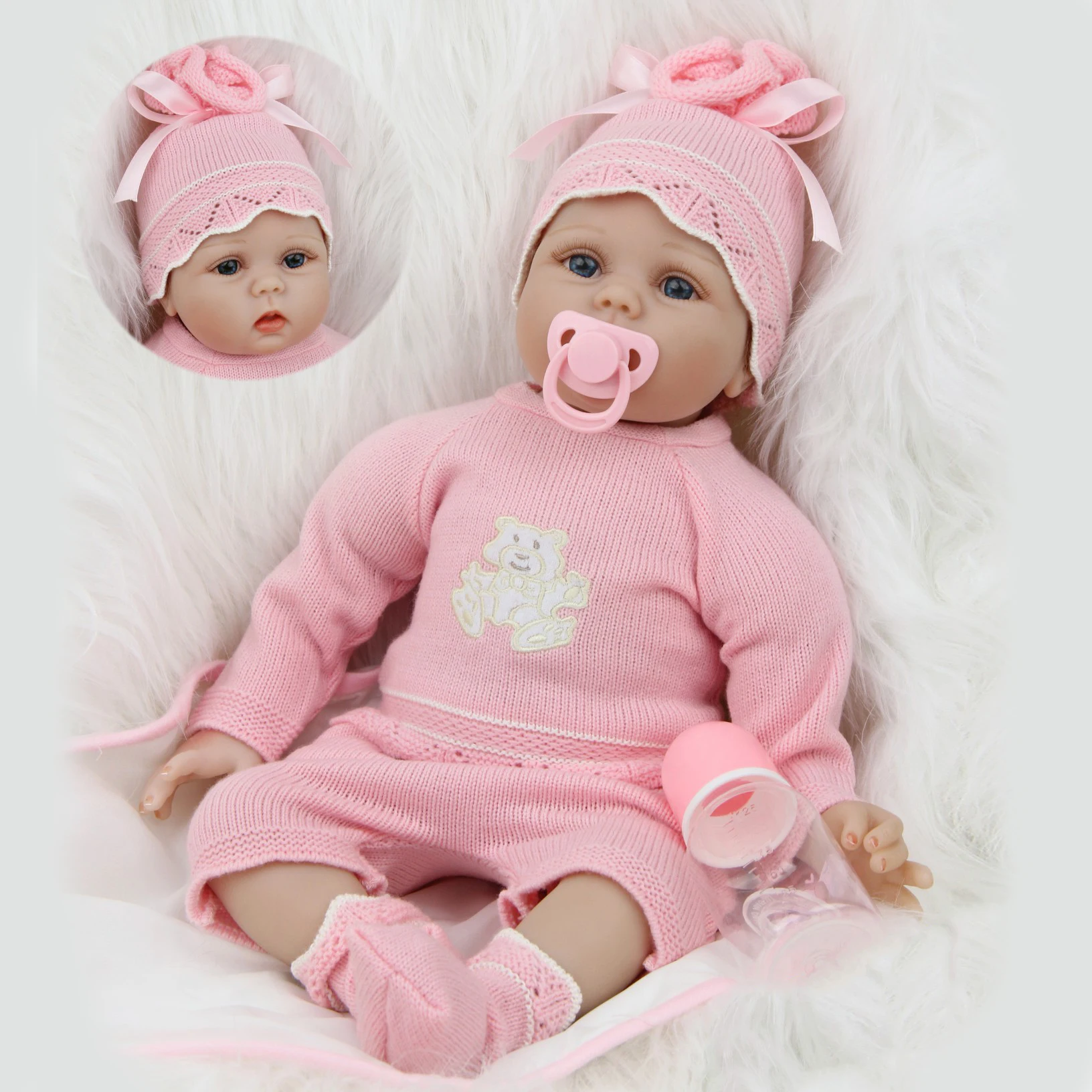 

Bebe 55 Cm Reborn Doll Girl Realistic Soft Silicone Eye Open Set Baby Surprise Holiday Gift Kid Toy Private Collection