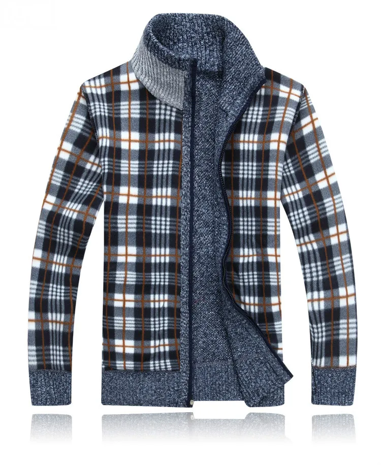 Winter Dicke männer Gestrickte Pullover Mantel Off White Langarm Strickjacke Fleece Full Zip Männlichen Kausalen Plus Größe Kleidung für Herbst – Detail 10