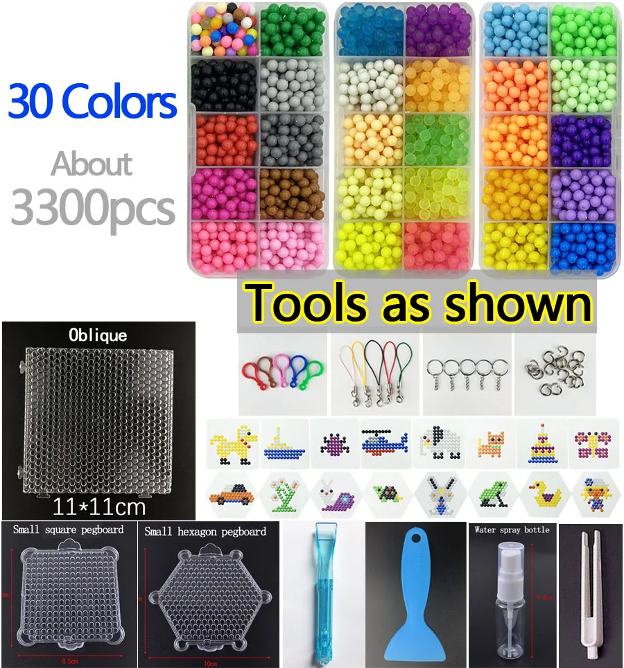 Hama Beads Puzzle magic beads Kits DIY Water Spray Beads Set Games 3D Handmade Perler perlen Toys for Boy girls Children