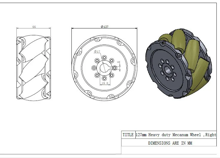 4pcs 300KG Heavy Load 5inch 127mm Mecanum Wheel 45 Degree Universal Robot Tires for Robocon Robocup Contest Heavy Duty DIY Parts