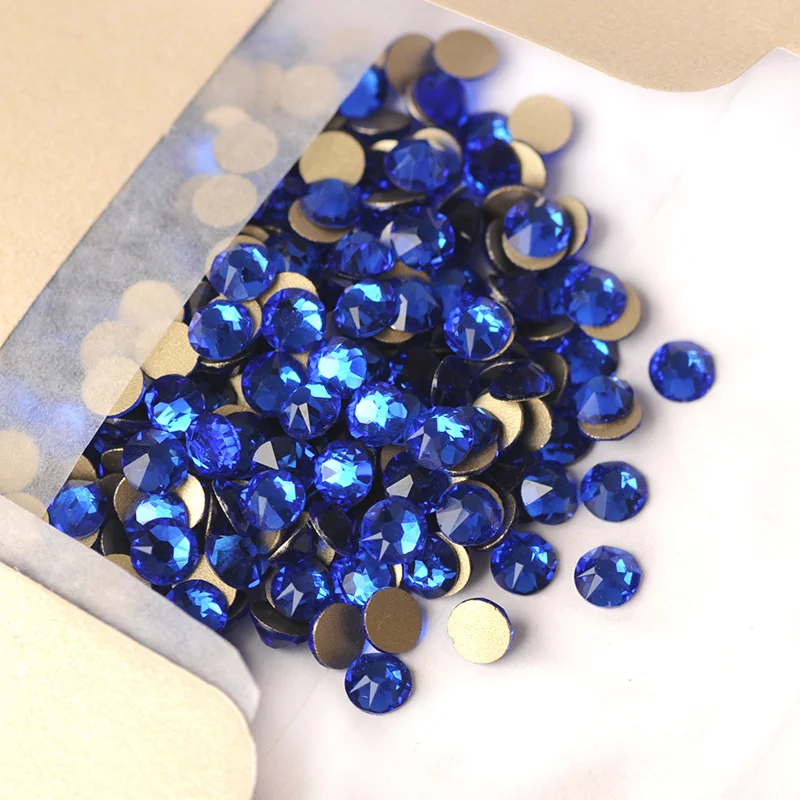 YANRUO 2088NoHF All Sizes Sapphire Glass Strass Crystal Stick On Nails Flat Back Non Hotfix Blue Rhinestones For Crafts