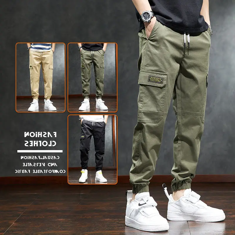 

2021 new Summer Thin Men's Overalls All-Match Fashion Loose Tappered Casual Pants Men's Harem Pants black pants men