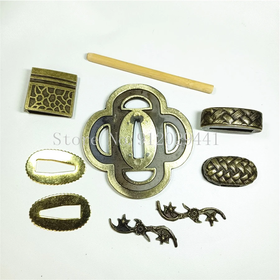 A Set Alloy Tsuba Fuchi Kashira Menuki Seppa Habaki For Japanese Sword Samurai Katana Fittings