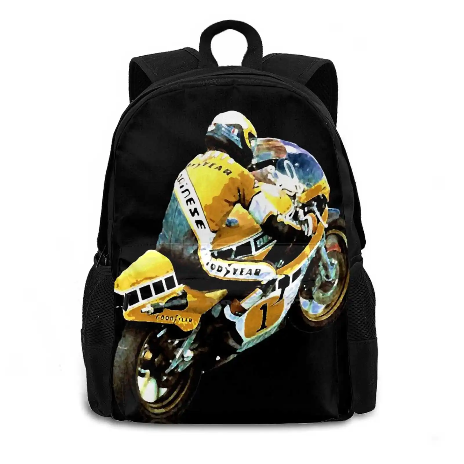 King Kenny Wheelie Painting New Arrivals Unisex Bags Student Bag Backpack King Kenny Kenny Roberts Barry Sheene Randy Mamola image 2
