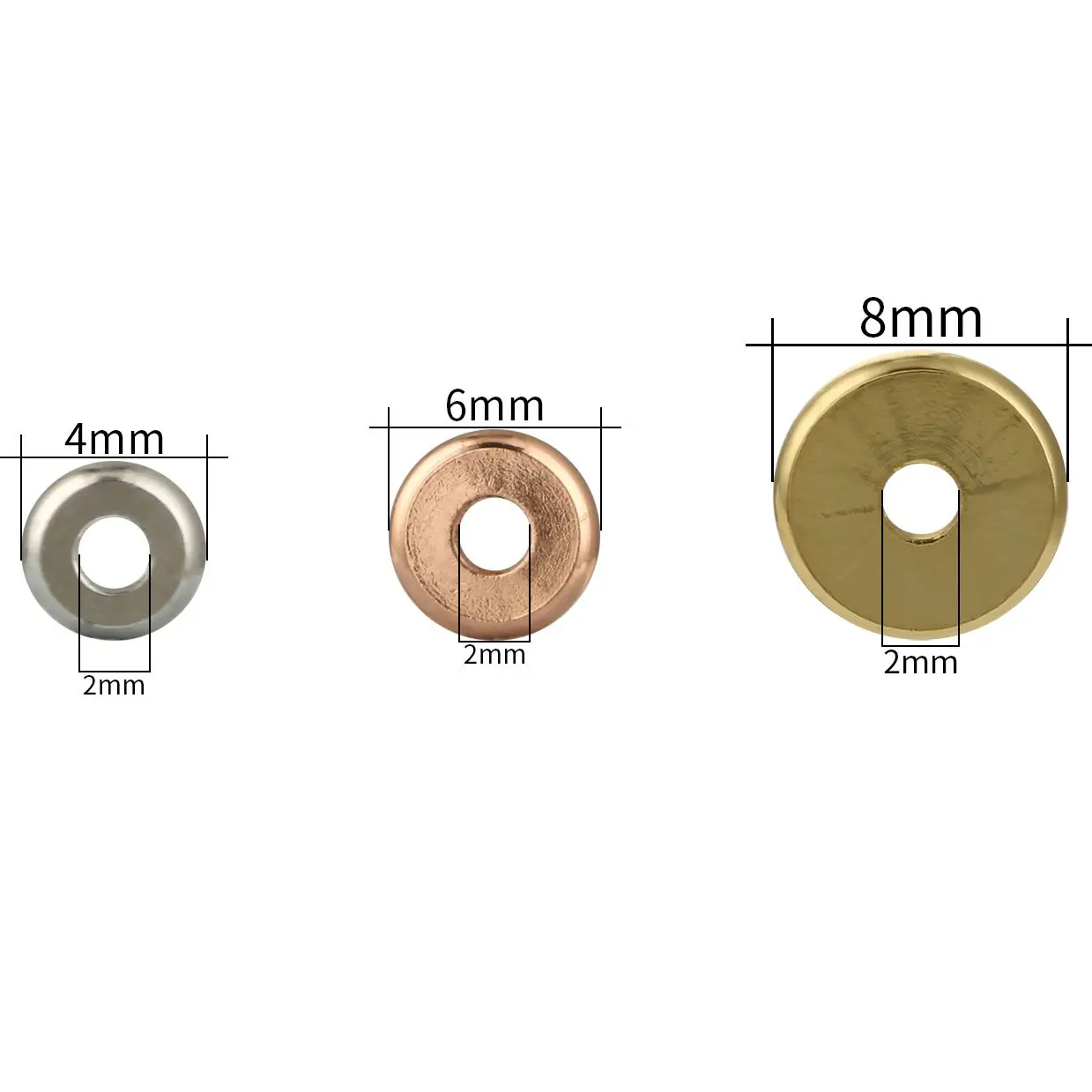 Image 3: Perles d'espacement de roue en acier inoxydable de 4/6/8mm perles de charme plates et rondes en vrac pour la fabrication de bijoux, fournitures de Bracelet, accessoires de bricolage