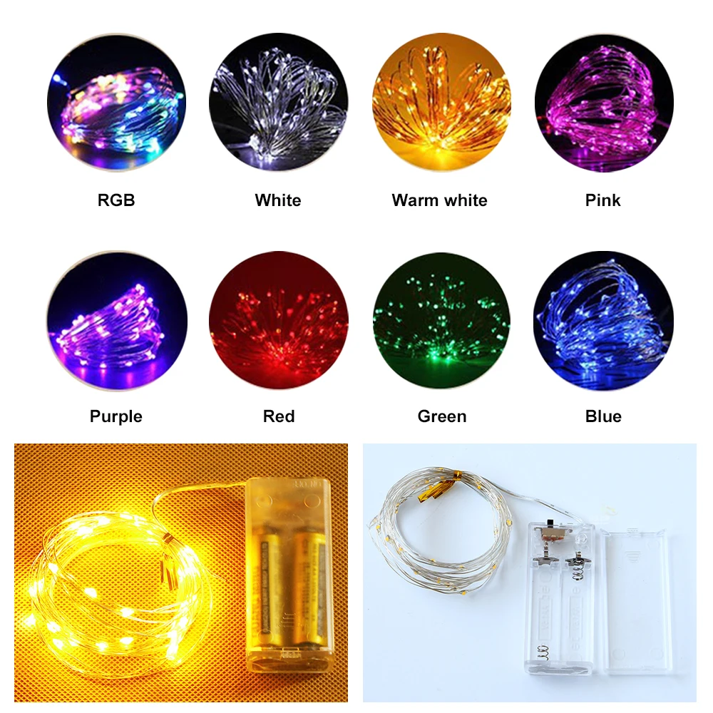 FOXGBF LED String Lights home fairy Light Waterproof 3V AA Battery case for Christmas Fairy Lights Holiday Wedding Decoration