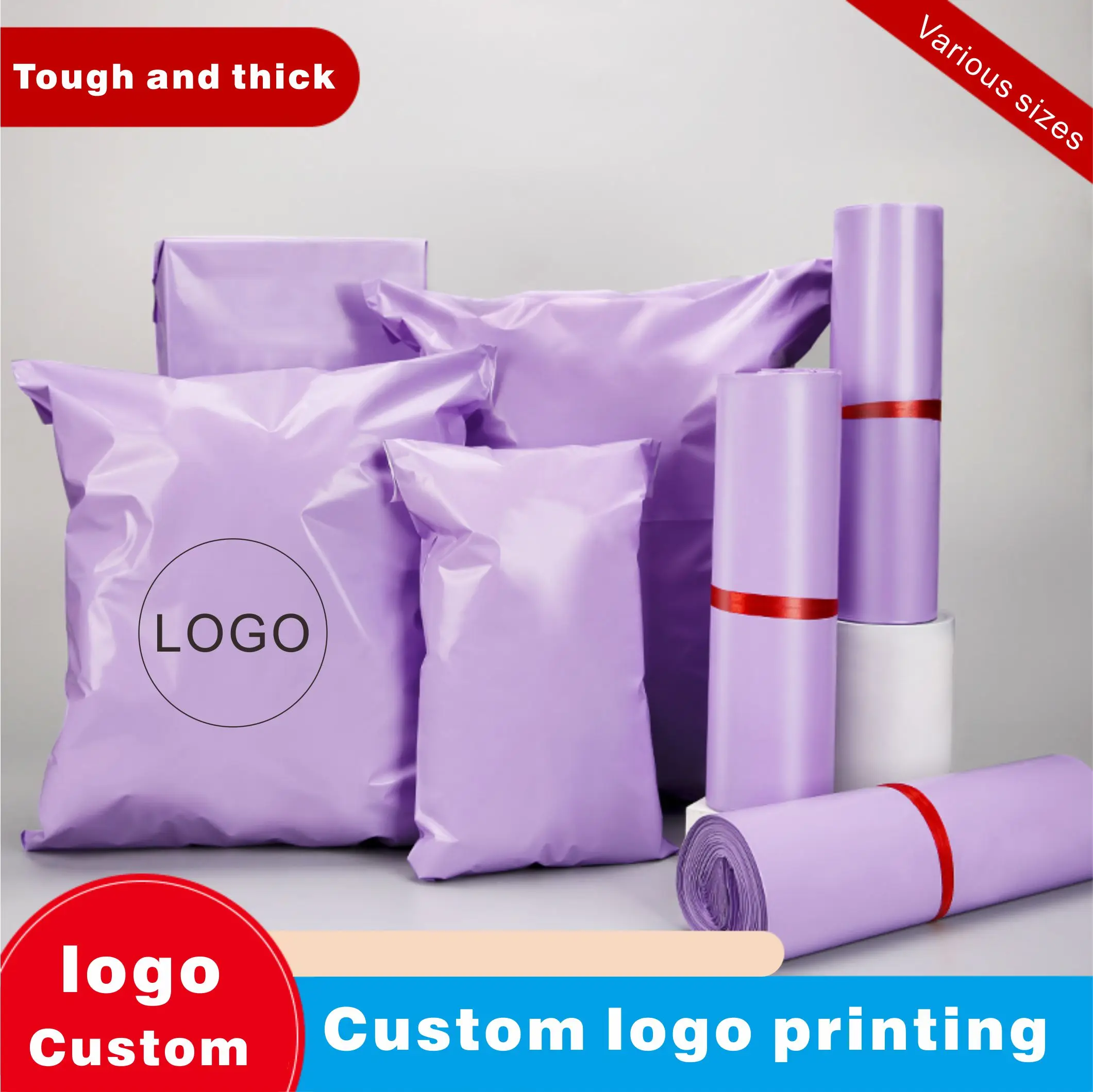 Plastic Mailing Bag with Logo, Purple Mailing Bag