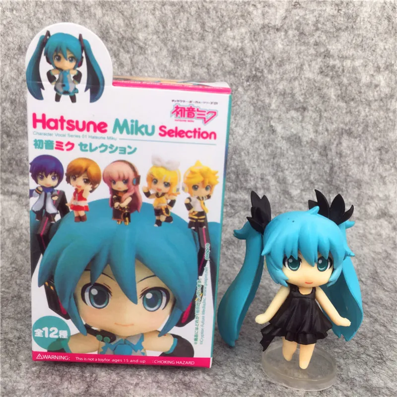 12 styles 1PCS Random style Boxed Anime Hatsune Miku Kawaii Q Version Action Figure Decoration pvc Model Toys kids Gifts