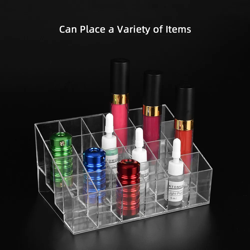 2pcs Tattoo Ink Display Stand Holder Empty Rack Acrylic Clear Cosmetic Tattoo Supplies Lipsticks Manicure Tool Organizer Storage