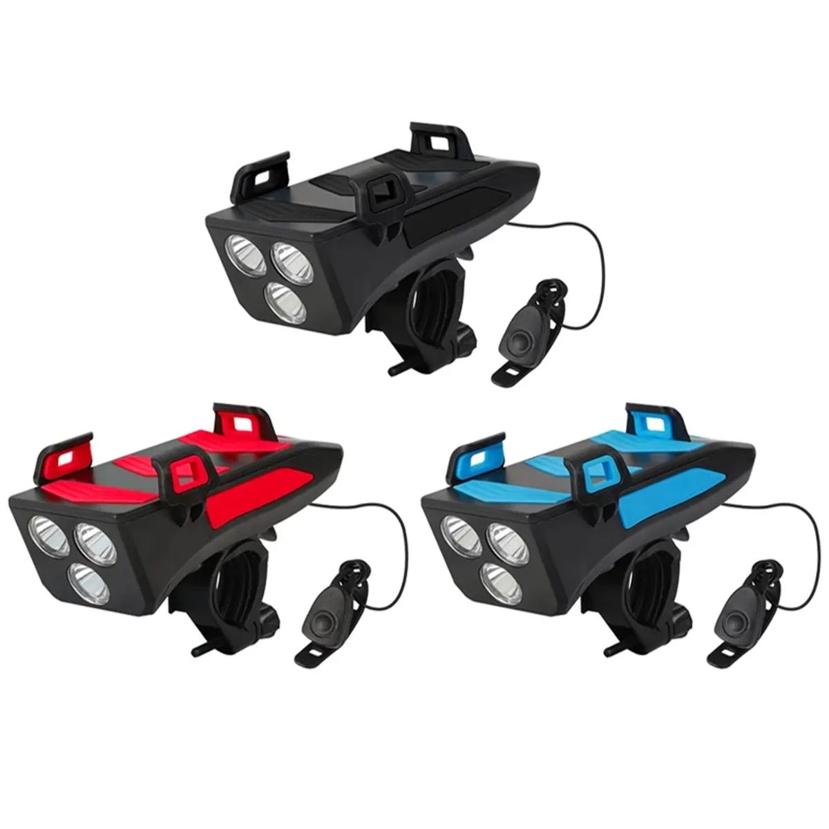 4000mAh 4 In 1 Bicycle Light USB Rechargeable LED Bike Headlight Horn Phone Holder Powerbank Motorcycle Scooter Light