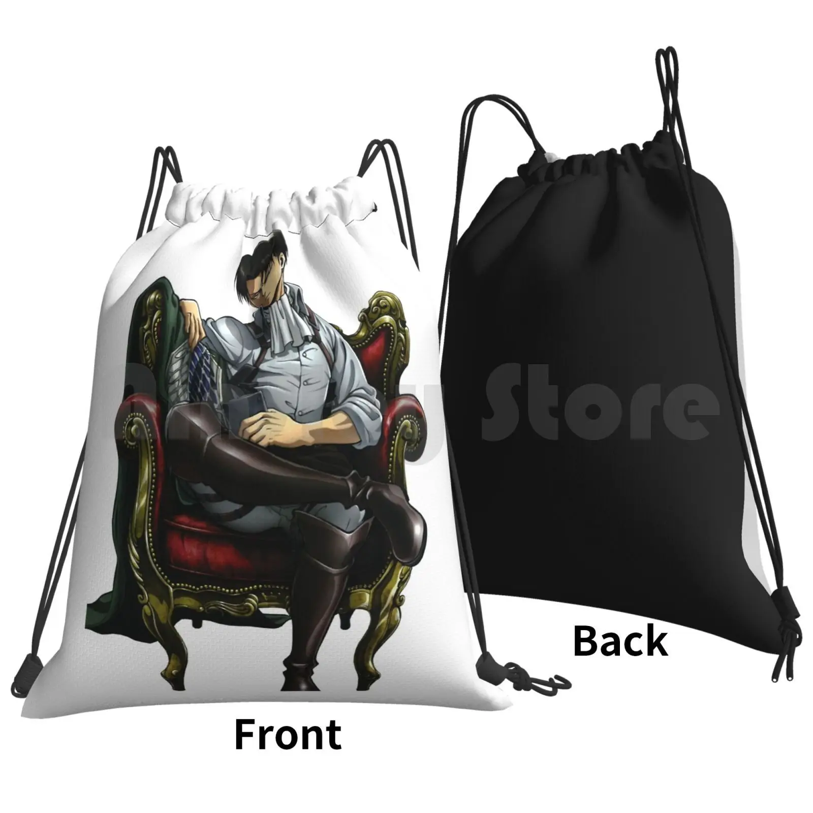 Captain Levi Backpack Drawstring Bag Riding Climbing Gym Bag Attack Titan Shingeki Kyojin Anime Sleeve Freak Captain Tv