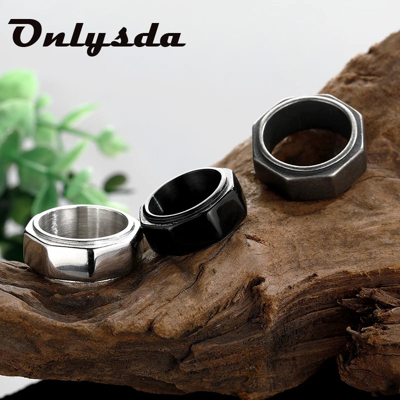 Dropshipping Punk Size Screw Nut Biker Ring 316L Stainless Steel In Bulk Jewelry Silver Color High Polish Motor Jewelry Anel
