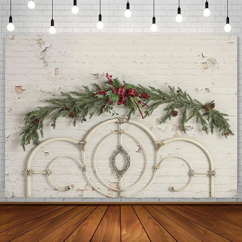 

Avezano Photography Backdground Christmas White Old Brick Wall Green Grass Newborn Kids Portrait Decor Backdrop Photo Studio