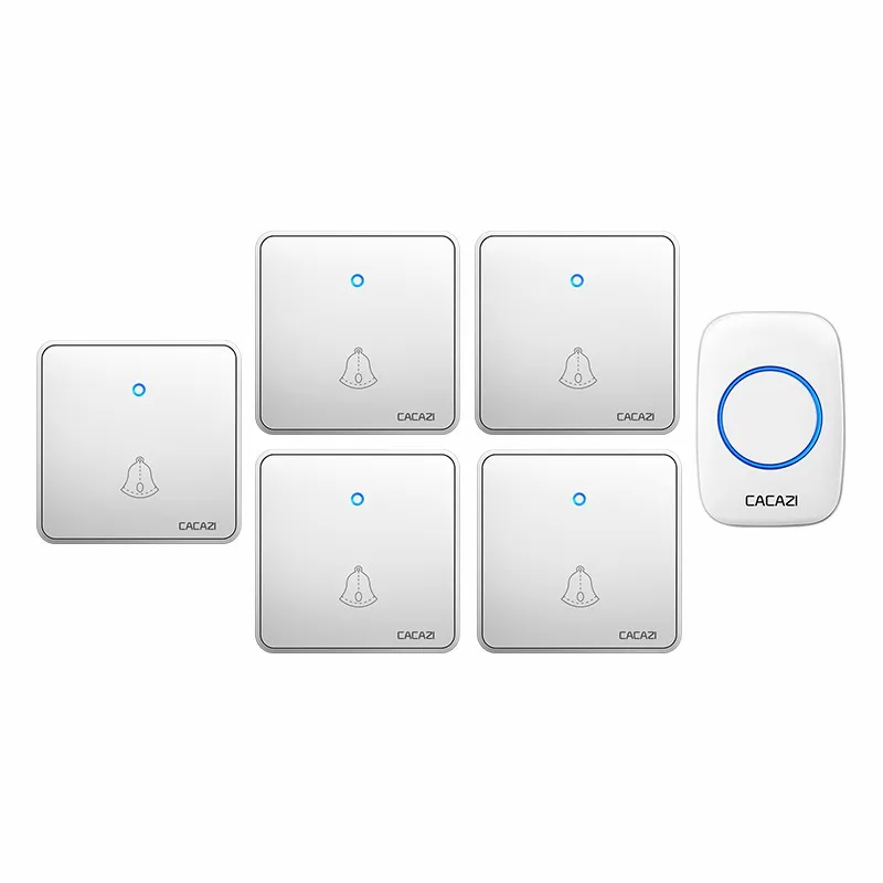 

CACAZI Wireless Doorbell Waterproof 300M Remote Night Light Receiver 2032 Battery Transmitter Smart Home Call Bell 220V Chime