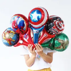 10Pcs 25*35Cm Hand Stick Hero Folie Ballons Globals SpiderMan Cartoon Streifen Bälle Sids Super Hero Geburtstag partei Spielzeug Geschenk