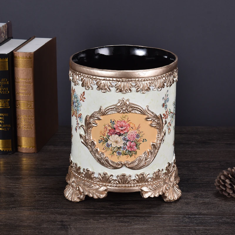

European Dustbins large Size Luxury Household Living Room resin Trashcan without lid Creative Bedroom Waste Storage Bucket