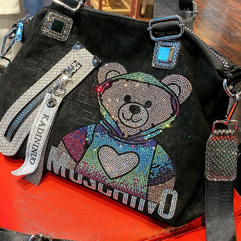 Brand Luxury Rhinestone Designer Women Handbag New Fashion Diamond Crossbody Bag High Capacity Cute Bear Shoulder Bag Sac A Main