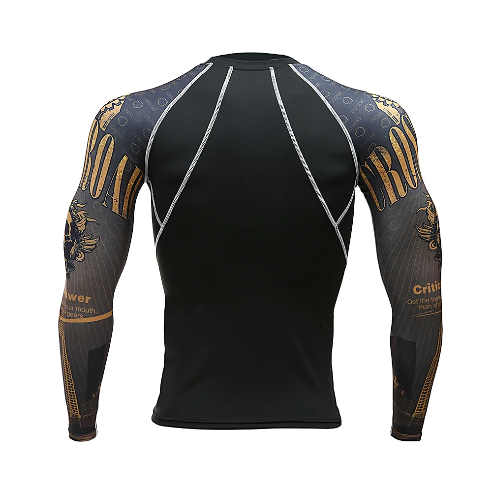 Run Mens Fitness Long Sleeves Rash Guard T Shirt Men Running Bodybuilding Tight Thermal Compression Shirts Gym Workout T-Shirt