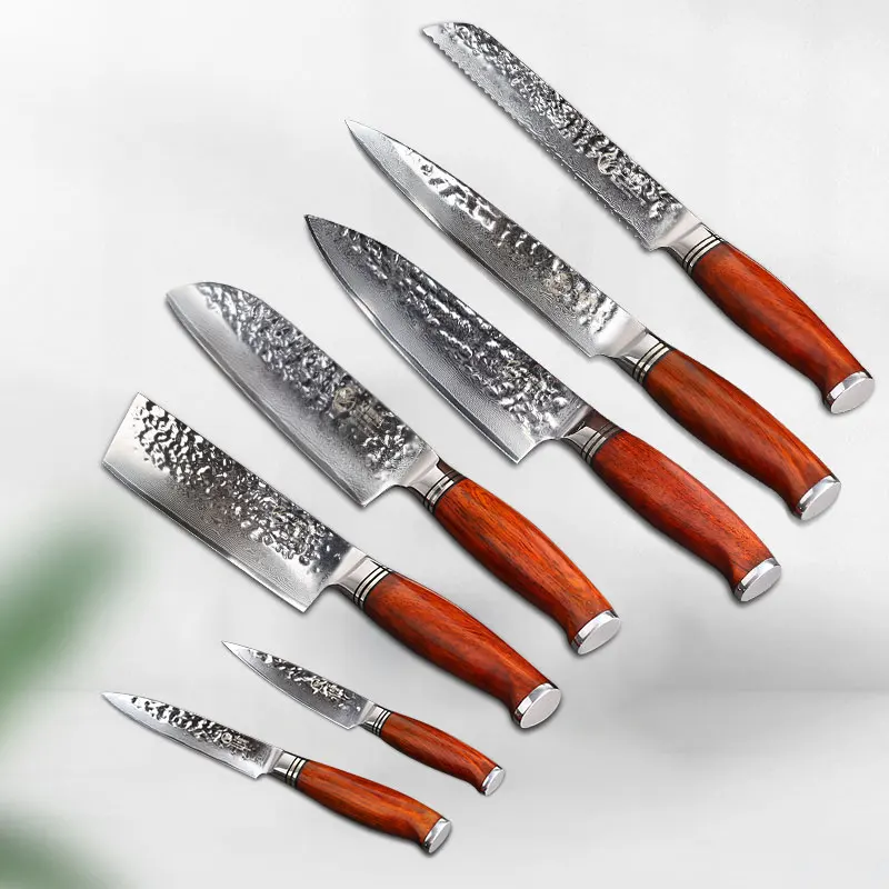 YARENH Kitchen Knives 73 Layers Japanese Damascus Stainless Steel Knife Kitchen Chef Utility Cooking Tools Dalbergia Wood Handle