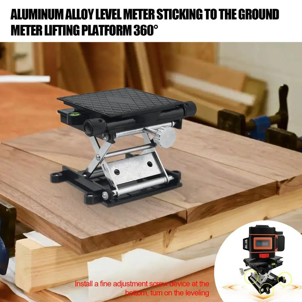 Lab Jack Stand Table Lift - Manual Jack Lift - Aluminum Alloy Lifting Platform - Scientific Scissor Lifting Jack Platform - Wood