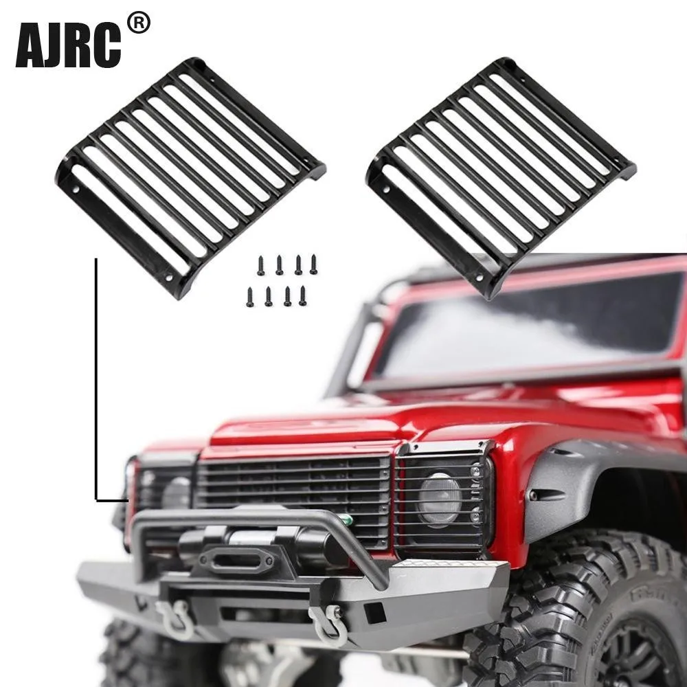 AJRC 2Pcs TRX4 Defender Metal Front Lamp Guards Headlight Cover Guard Grille for 1/10 RC Crawler Car Trax TRX-4