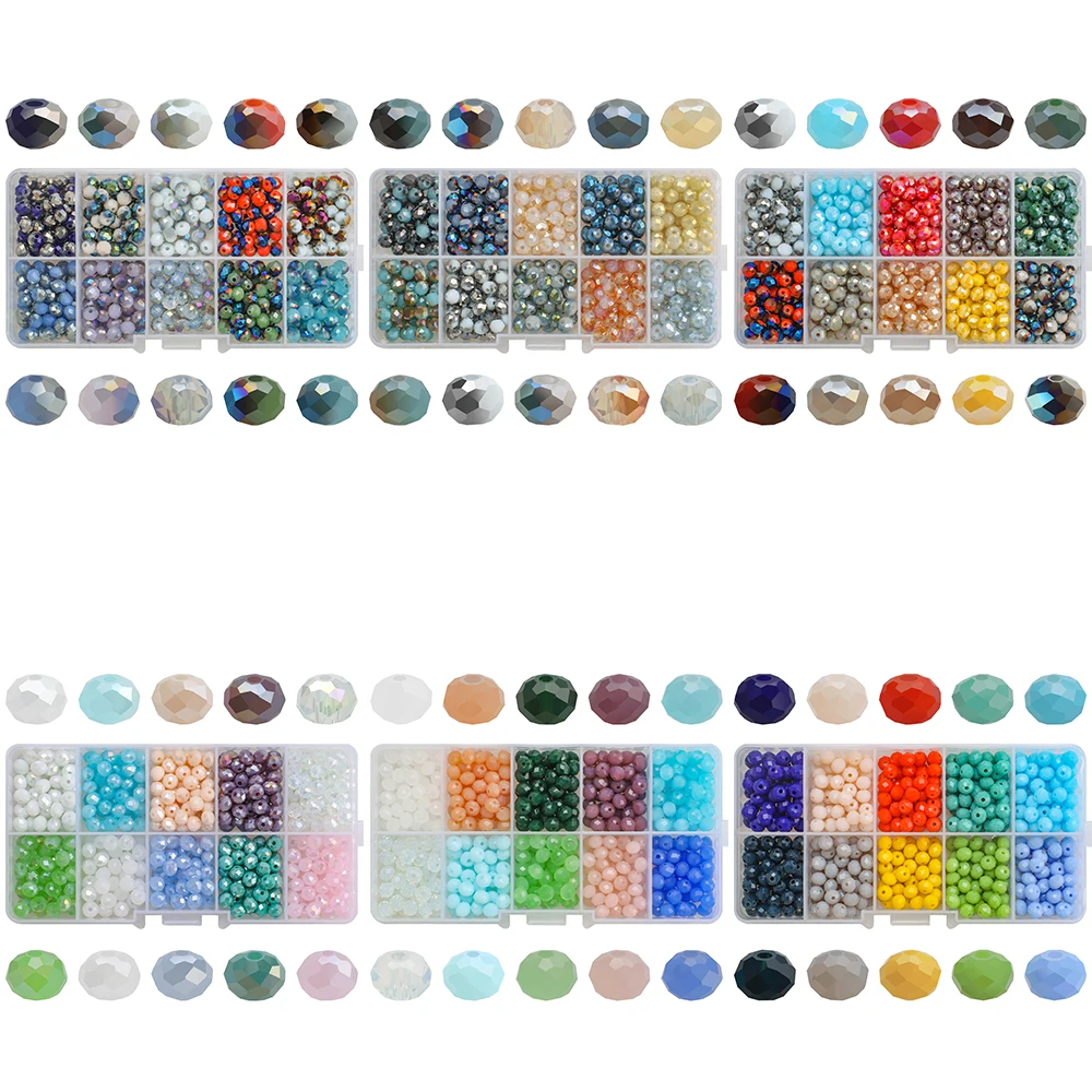 450Pcs/Box Czech Glass Rondelle AB 6mm Faceted Crystal Round Beads For Jewelry Supplier DIY Making Needlework Accessories